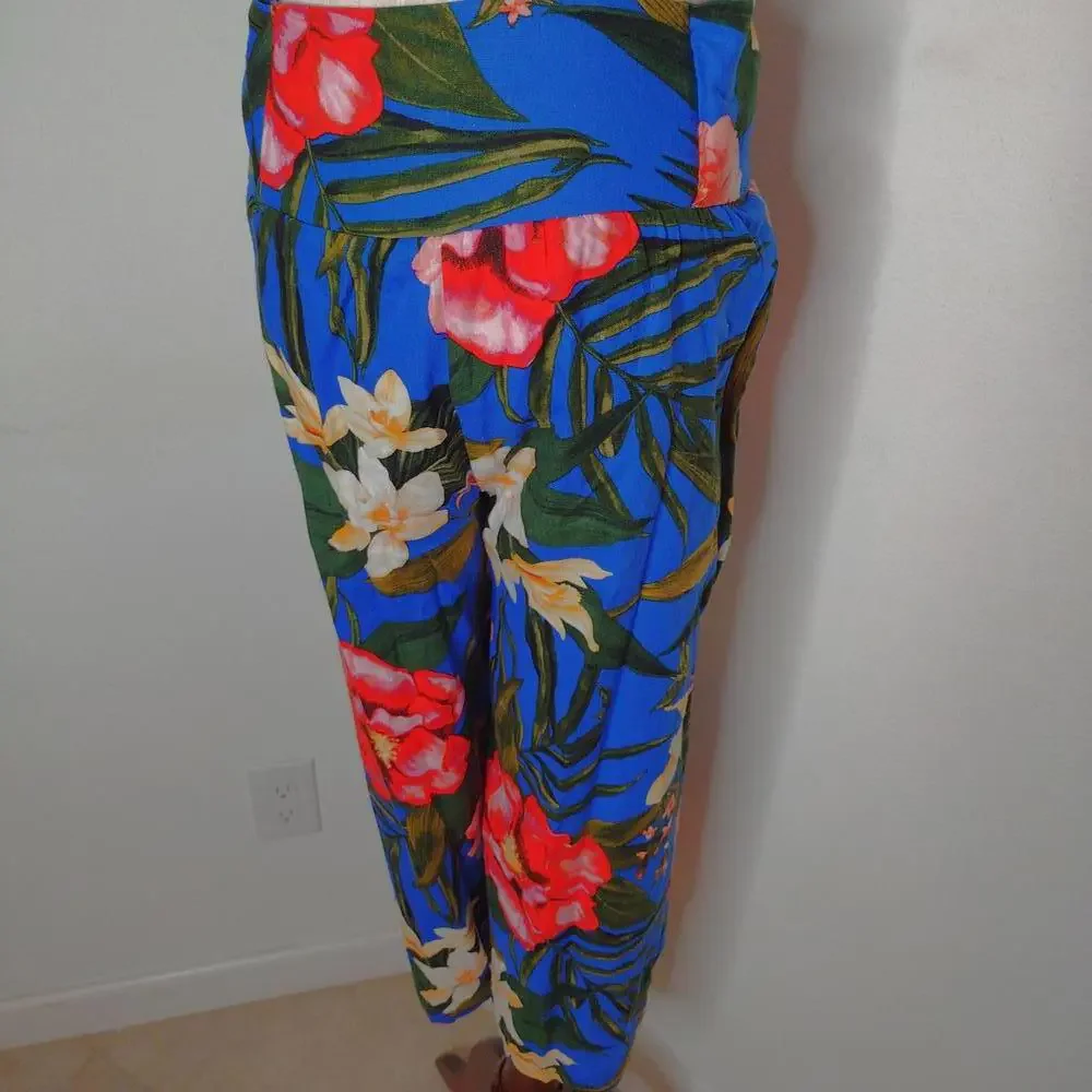 NWT Cupcakes and Cashmere Women's Blue Floral/Blouse and Pants Outfit Size XS